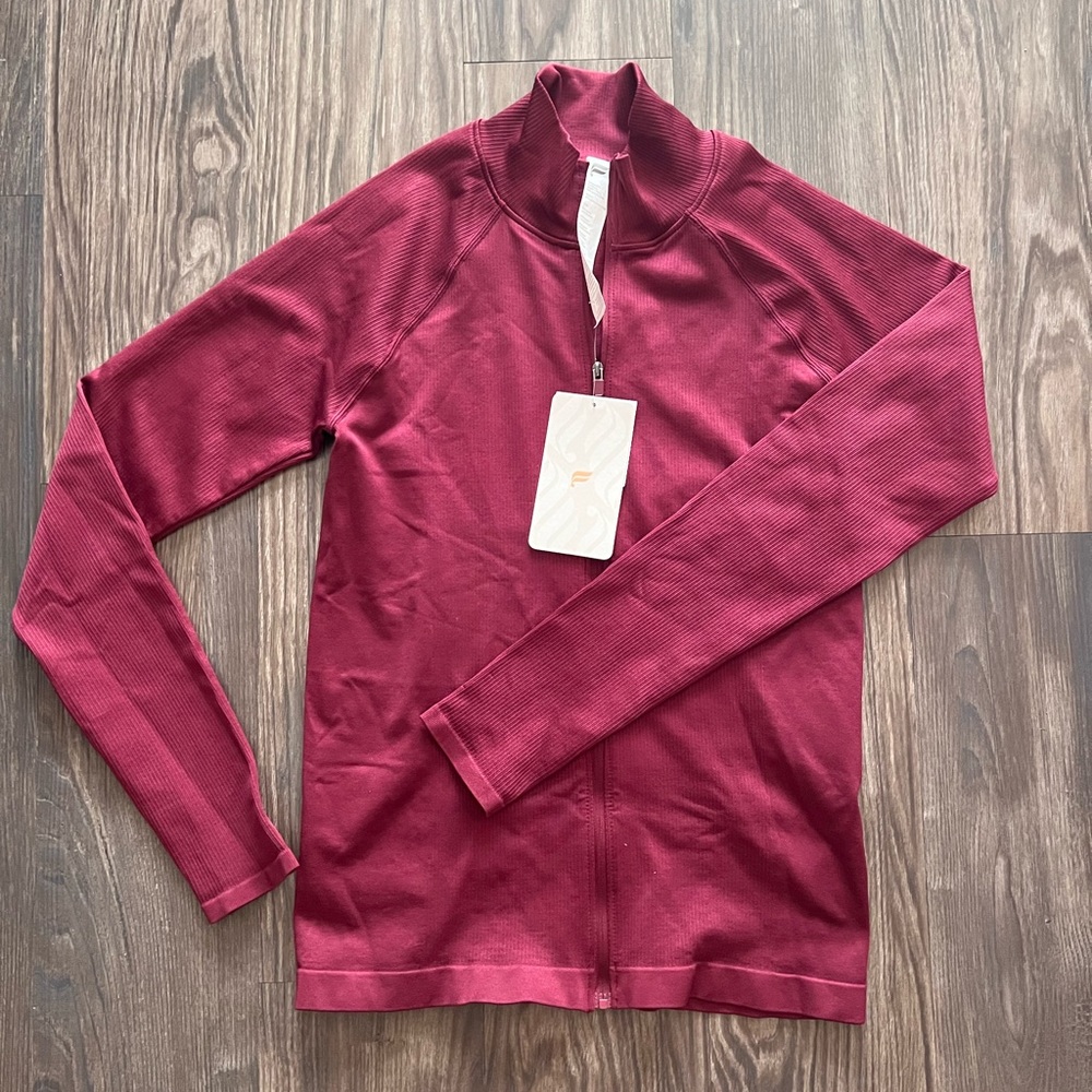 Fabletics Luciana ribbed seamless, long sleeve, zip up size M